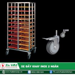 Xe đẩy khay inox 2 ngăn - Xe đẩy inox nhà hàng