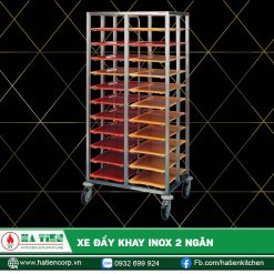 Xe đẩy khay inox 2 ngăn - Xe đẩy inox nhà hàng