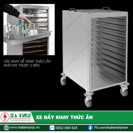 Xe đẩy khay thức ăn - Xe đẩy phục vụ thức ăn di động
