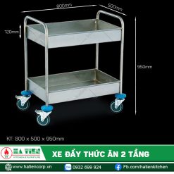 Xe đẩy thức ăn 2 tầng