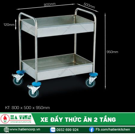Xe đẩy thức ăn 2 tầng
