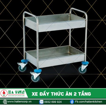 Xe đẩy thức ăn 2 tầng