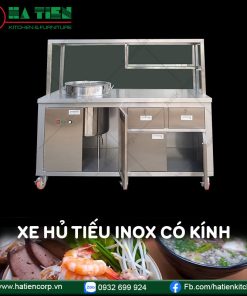 Xe Hủ Tiếu Inox Có Kính Dùng Điện