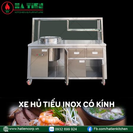 Xe Hủ Tiếu Inox Có Kính Dùng Điện