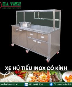 Xe Hủ Tiếu Inox Có Kính Dùng Điện