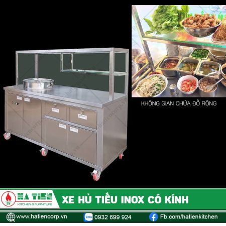 Xe Hủ Tiếu Inox Có Kính Dùng Điện - Thiết Kế Xe Bán Hủ Tiếu - hình 9