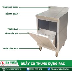 Cấu tạo quầy có thùng đựng rác