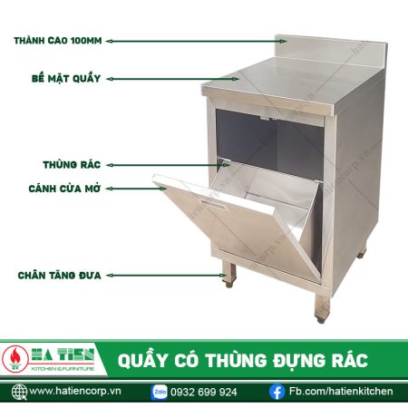 Cấu tạo quầy có thùng đựng rác