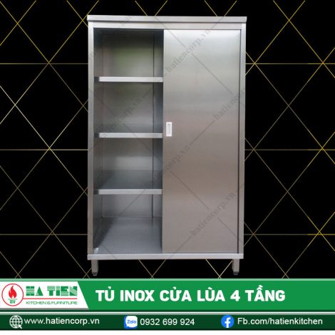 Tủ Inox Cửa Lùa 4 Tầng