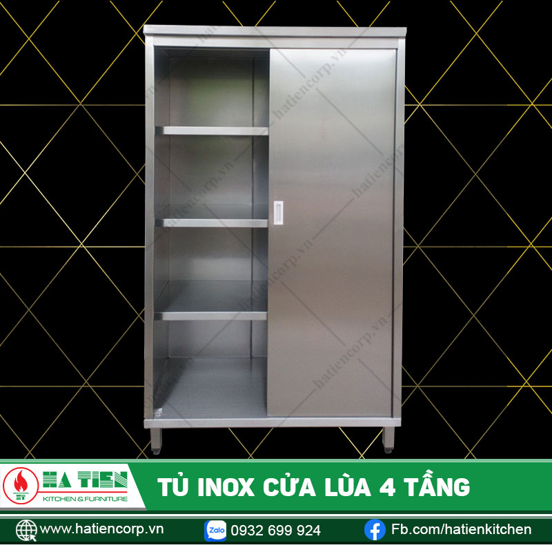 Tủ Inox Cửa Lùa 4 Tầng
