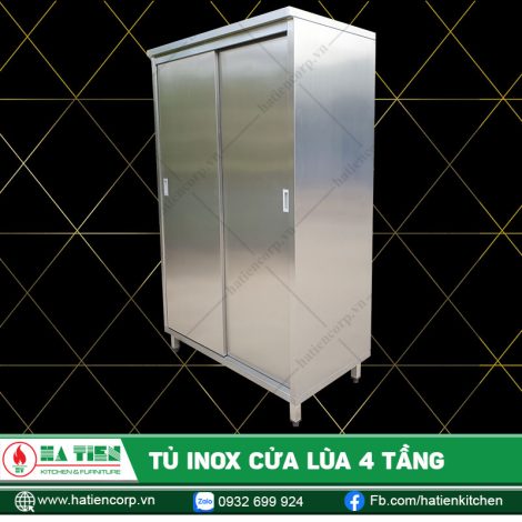 Tủ Inox Cửa Lùa 4 Tầng