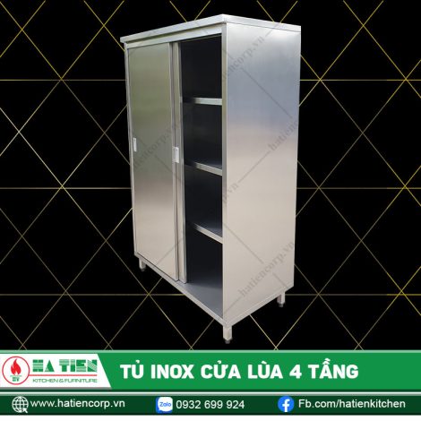 Tủ Inox Cửa Lùa 4 Tầng