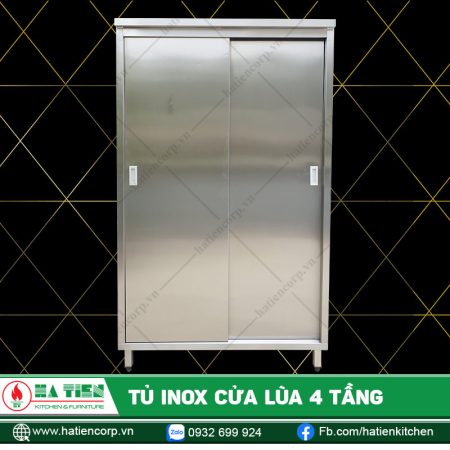 Tủ Inox Cửa Lùa 4 Tầng