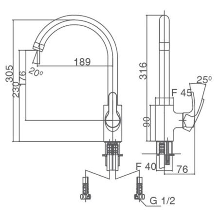 Bản vẽ vòi nước SFV-802S