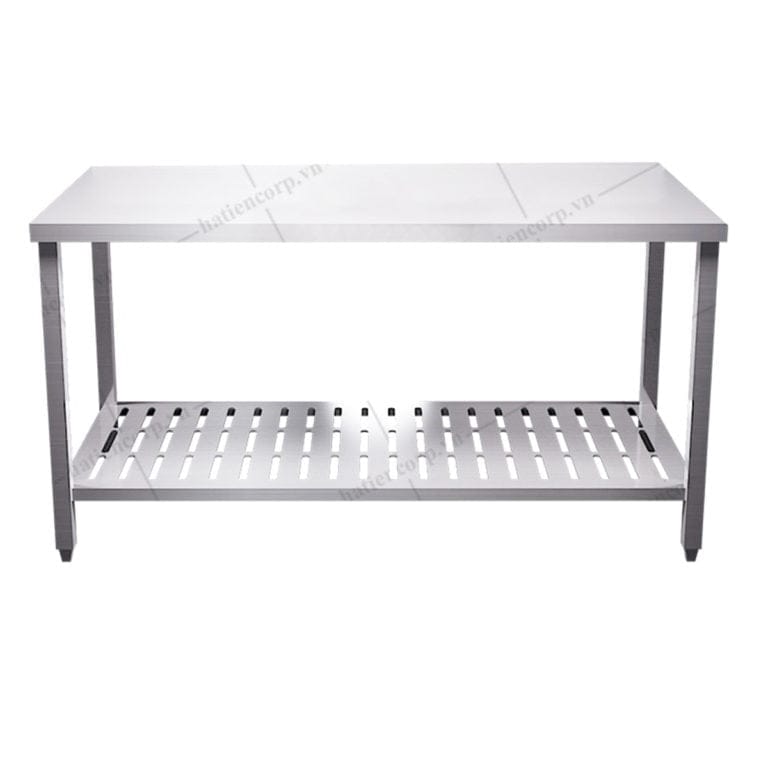 Bàn inox 2 tầng đột lỗ