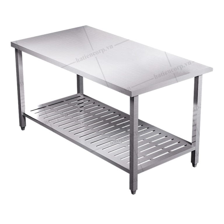 Bàn inox 2 tầng đột lỗ