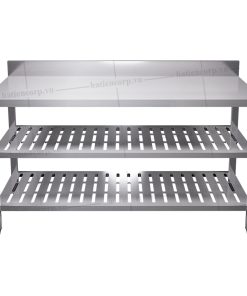 Bàn inox 3 tầng kệ đột lỗ có thành