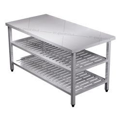 Bàn inox 3 tầng kệ đột lỗ