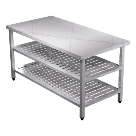 Bàn inox 3 tầng kệ đột lỗ