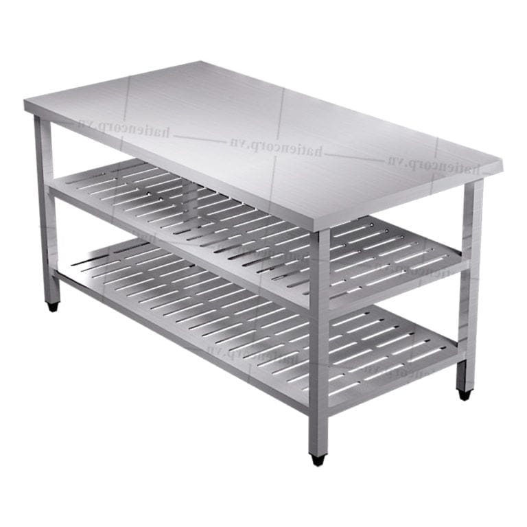 Bàn inox 3 tầng kệ đột lỗ