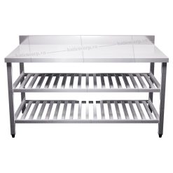 Bàn inox 3 tầng kệ thanh có thành