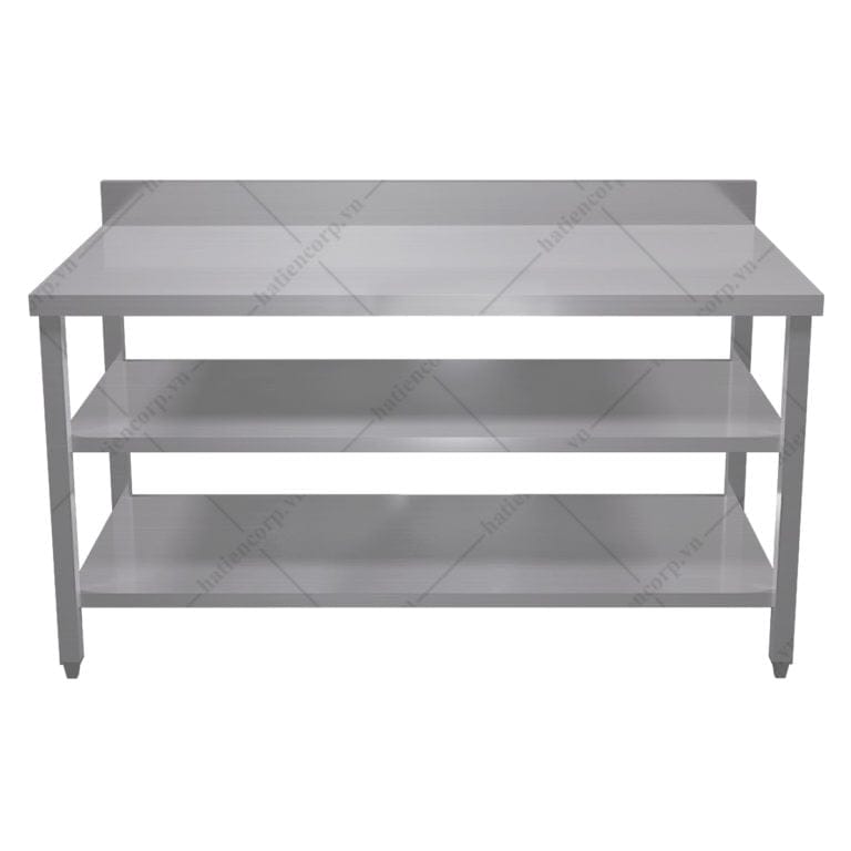 Bàn inox 3 tầng có thành