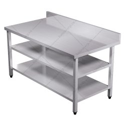 Bàn inox 3 tầng có thành