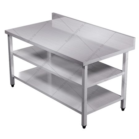 Bàn inox 3 tầng có thành
