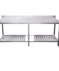 Bàn inox 2 tầng đột lỗ có thành