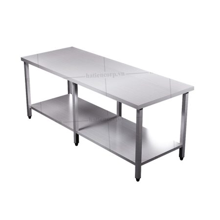 Bàn inox 2 tầng hình chữ nhật 2000x750x850mm kệ phẳng