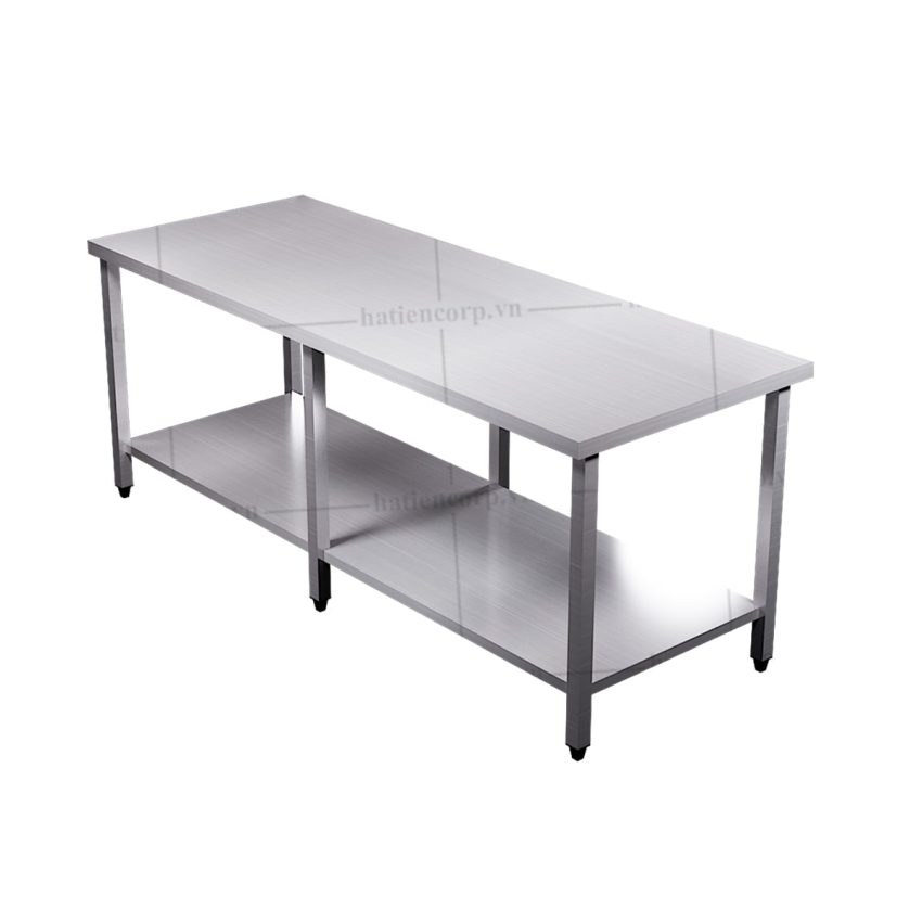 Bàn inox 2 tầng hình chữ nhật 2000x750x850mm kệ phẳng