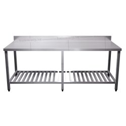 Bàn inox 2 tầng kệ thanh có thành