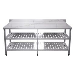 Bàn inox 3 tầng đột lỗ có thành