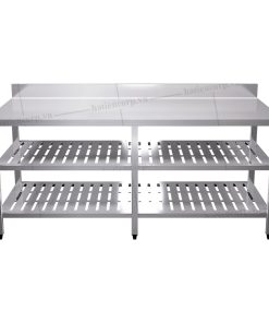 Bàn inox 3 tầng đột lỗ có thành