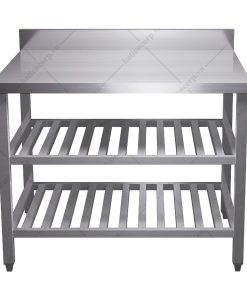 Bàn inox 3 tầng kệ thanh có thành
