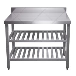 Bàn inox 3 tầng kệ thanh có thành