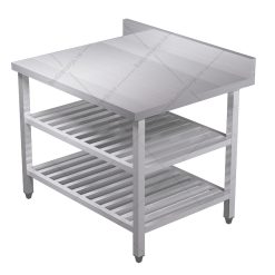 Bàn inox 3 tầng kệ thanh có thành