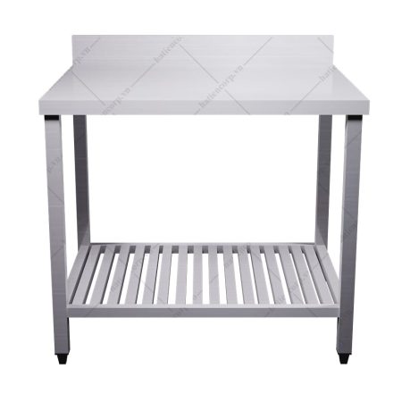 Bàn inox 2 tầng kệ thanh có thành