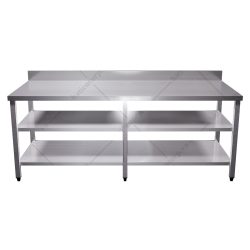 Bàn inox 3 tầng có thành
