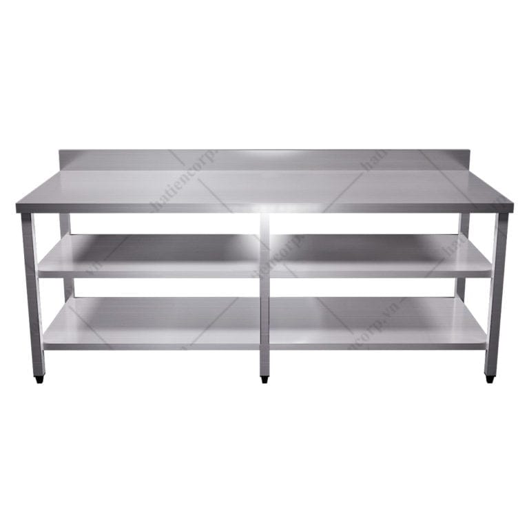 Bàn inox 3 tầng có thành