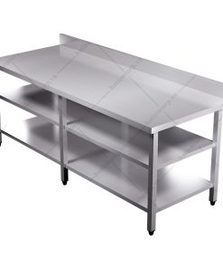 Bàn inox 3 tầng có thành