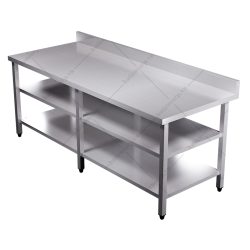 Bàn inox 3 tầng có thành