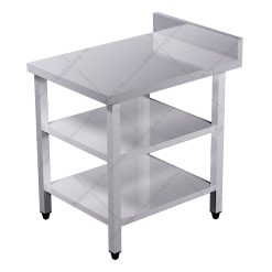 Bàn inox 3 tầng có thành