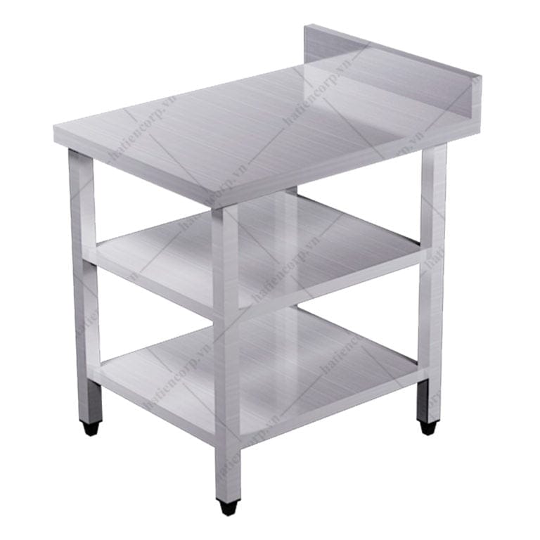Bàn inox 3 tầng có thành