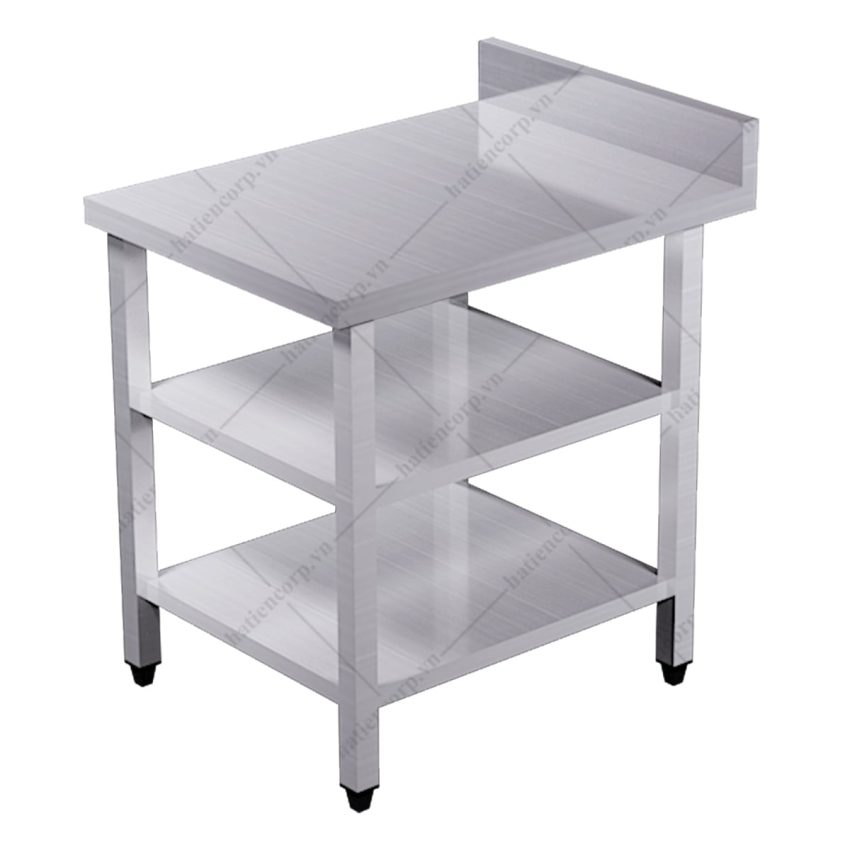 Bàn inox 3 tầng có thành