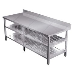 Bàn inox 3 tầng đột lỗ có thành