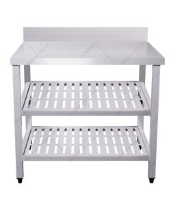Bàn inox 3 tầng đột lỗ có thành