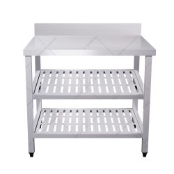 Bàn inox 3 tầng đột lỗ có thành