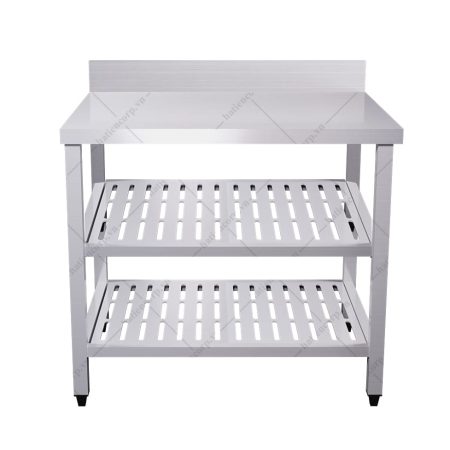 Bàn inox 3 tầng đột lỗ có thành
