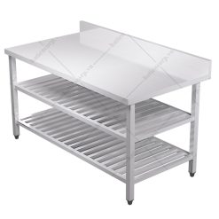 Bàn inox 3 tầng kệ thanh có thành
